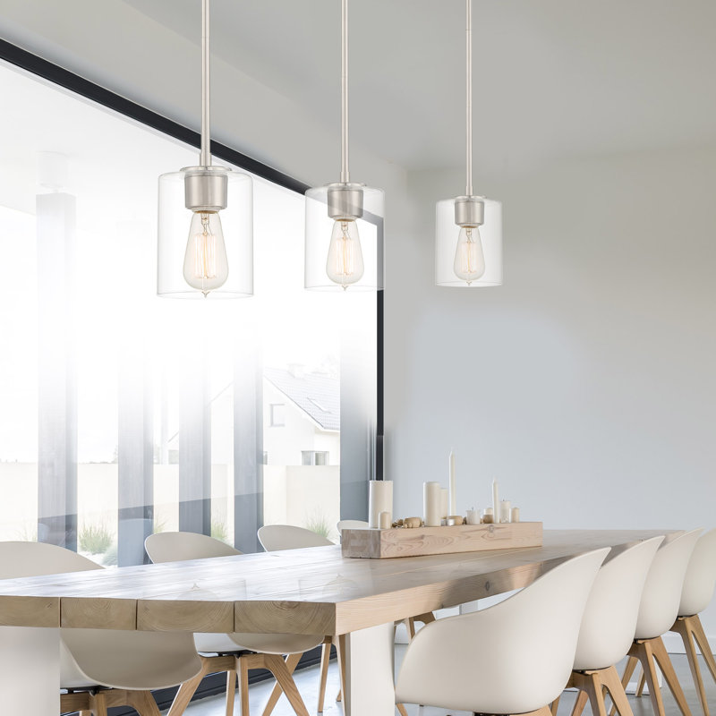 Luminaire suspendu 1 lumière Raelyn, Satin platine