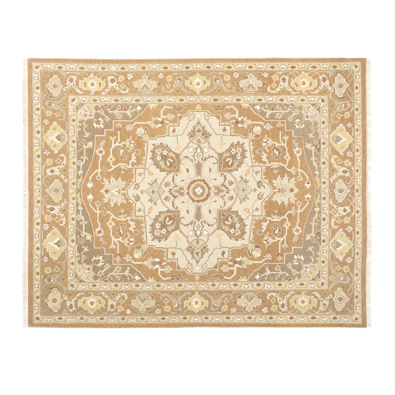 Wool Oriental Area Rug in Rust/Brown/Ivory, Rectangle 8' x 10'