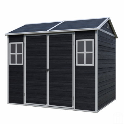 8 X 6Ft  Resin Outdoor Storage Shed Waterproof Shed With Floor & Two Windows & Lockable Door, Tool Shed