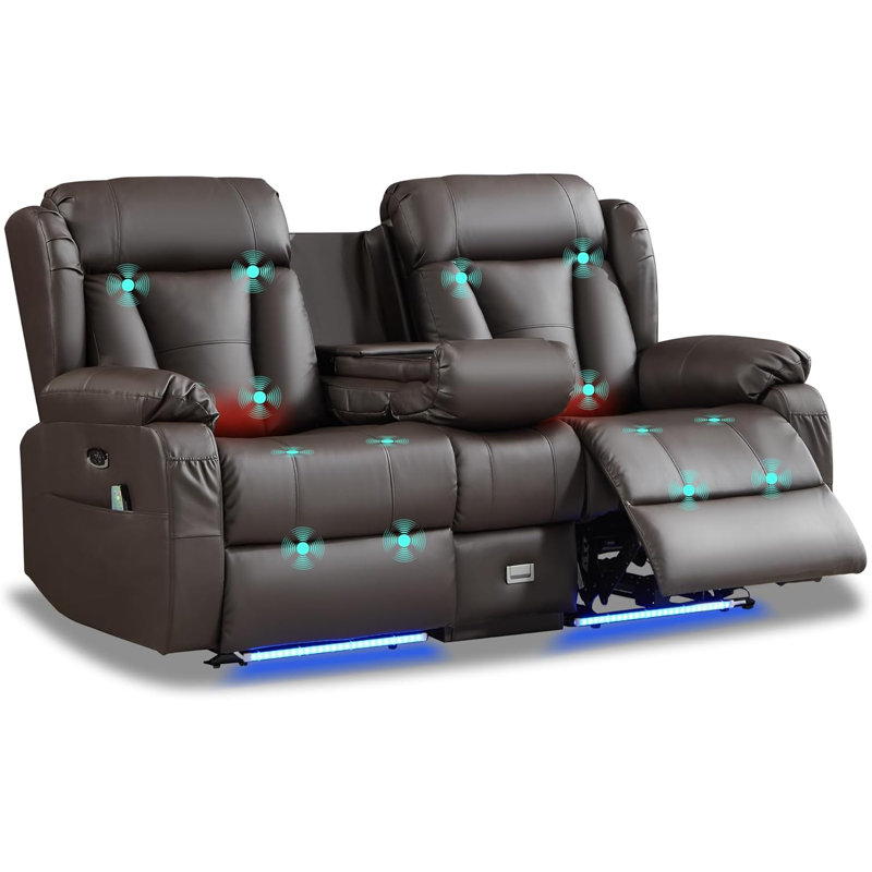 Causeuse inclinable électrique avec massage pour petits espaces Zero Wall Hugger, Cuir polyuréthane brun