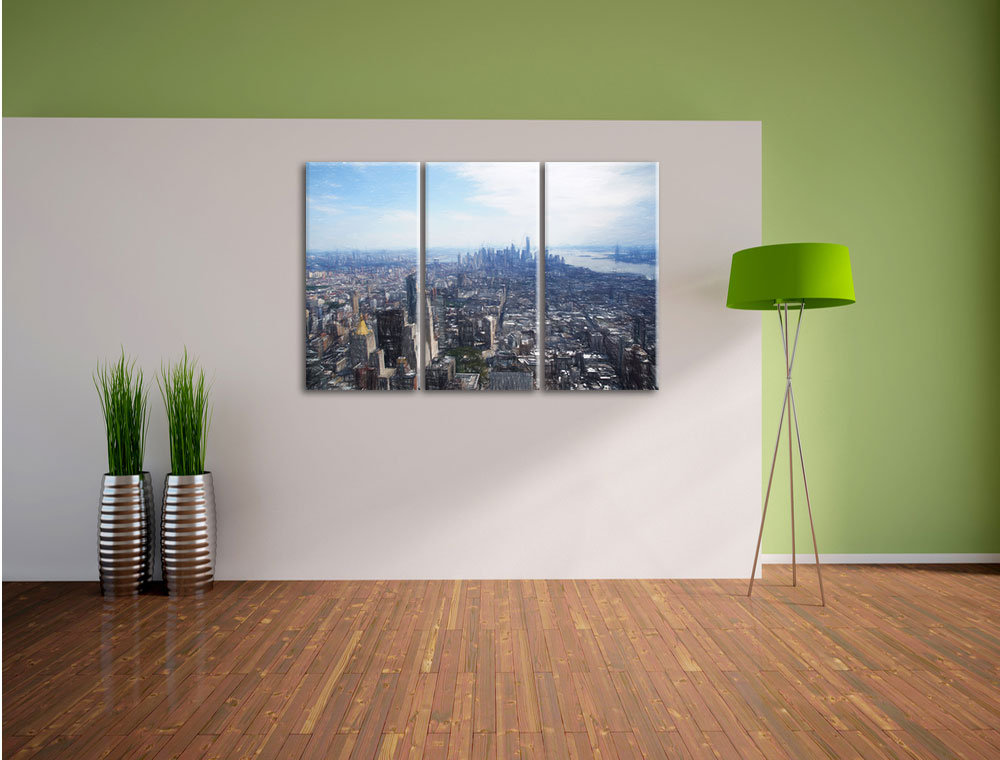 3-tlg. Leinwandbilder-Set „New York City Panorama“, Grafikdruck