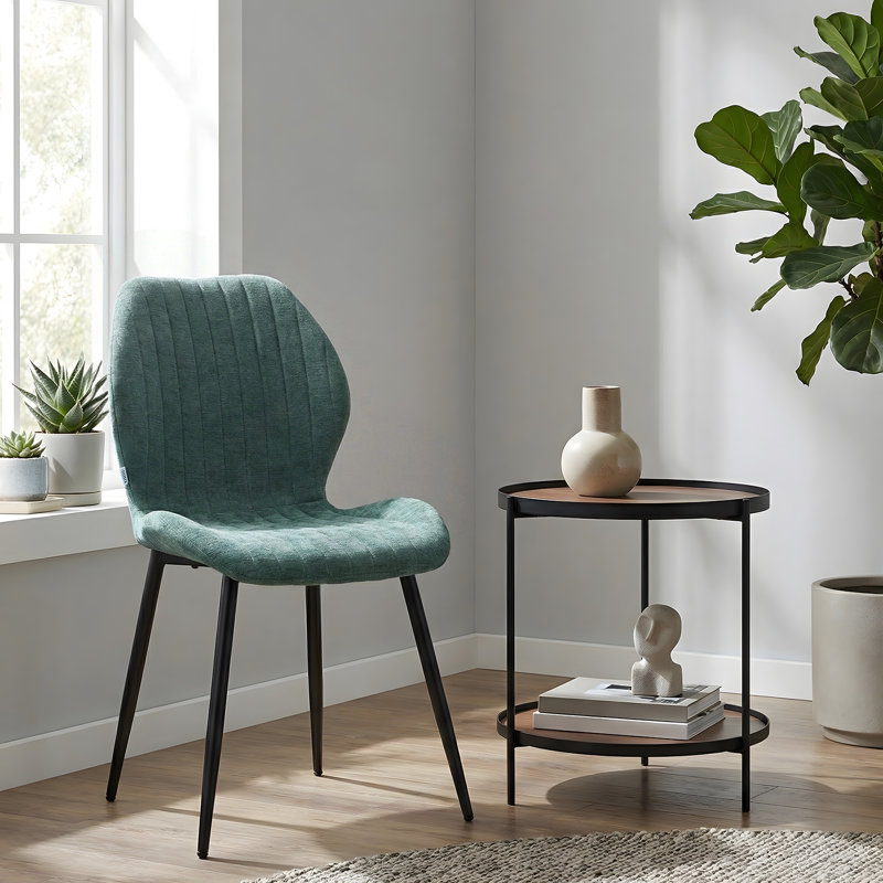 46cm H Polyester Upholstered Upholstered Back Side Chair, Green, Green