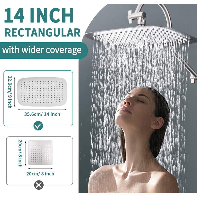 All-metal Dual Shower Head with Massage Mode Equipped , Brushed Nickel, 14"