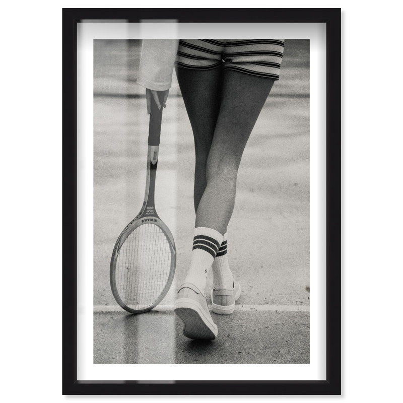 Tennis Stripes Shadowbox Print Sports Framed Prints by Notoriart, Black, 16" H x 11" W