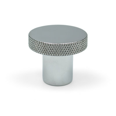 Polished Chrome Knurled Edge Disc Knobs