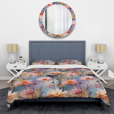 Ensemble de housse de couette Pink Monets Garden