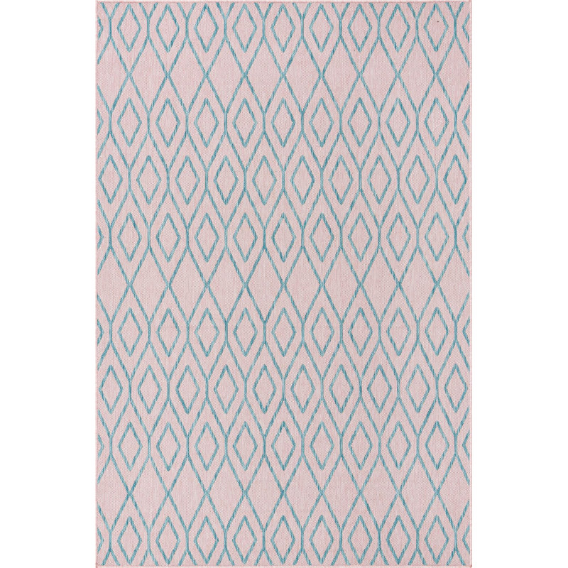Outdoor Destiny Area Rug Pink Color, Rectangle 5'3" x 8'