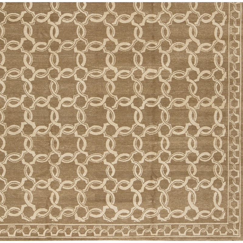 Tapis taupe noué à la main de haute qualité