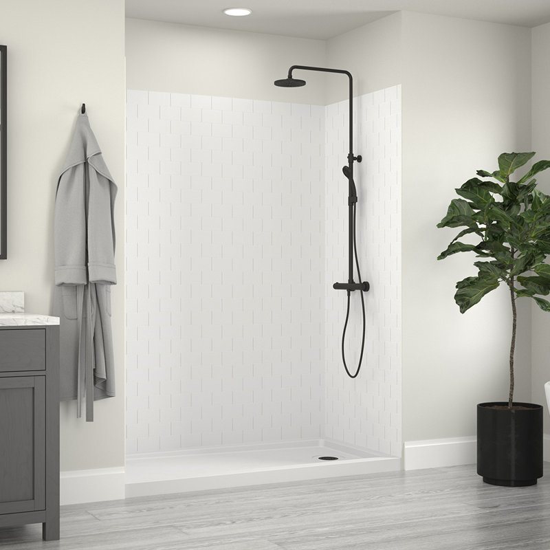 White Subway 60" x 32" x 78" Five Panel Alcove Shower Kit