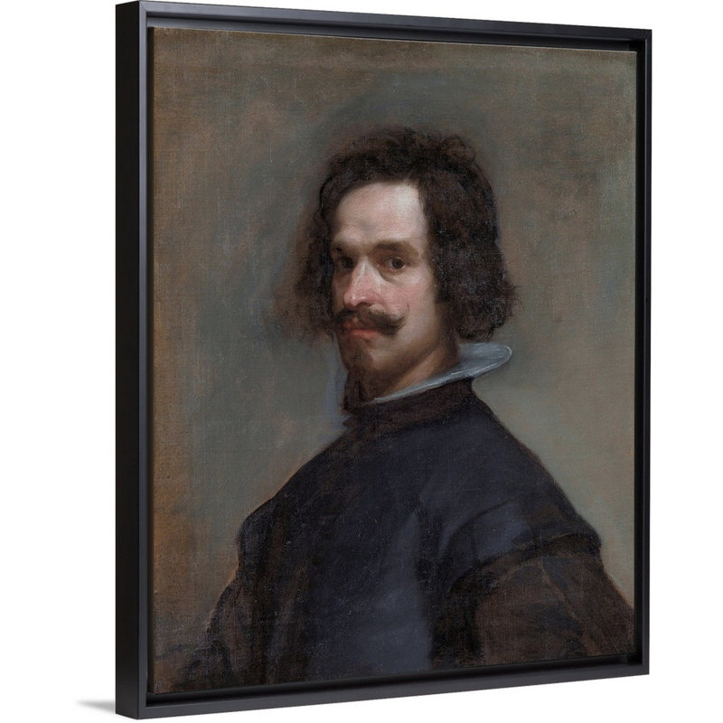 Reproduction d’art, "Portrait of a Man" par Diego Rodriguez Velazquez, H 16 po x l 13 po x P 1,75 po, Cadre noir