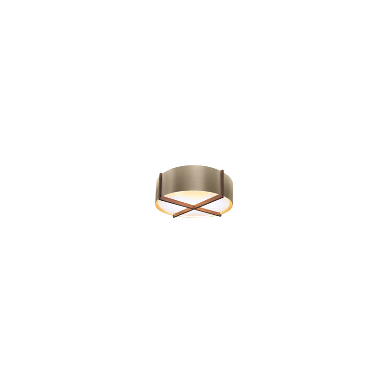 Plura Flush Mount, 7.8" H x 24" W x 24" D, Distressed Brass, Walnut