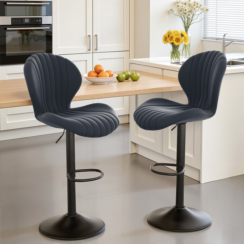 Tabouret de bar pivotant à hauteur réglable avec structure en métal, 2, Gris foncé