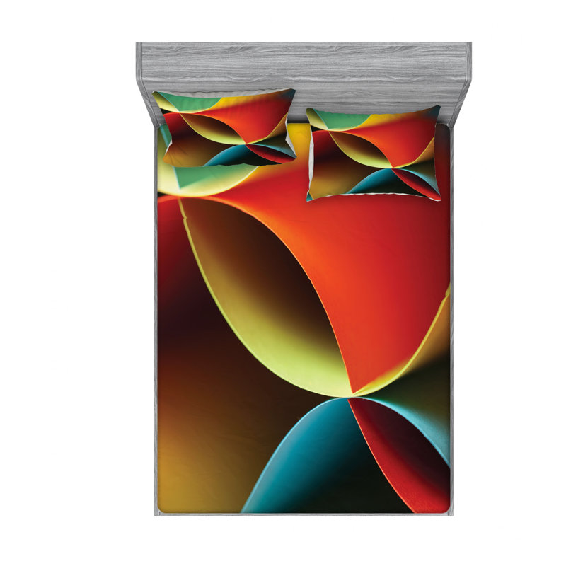 Microfiber Abstract Sheet Set, Full/Double Sheet Set with 2 Pillowcases