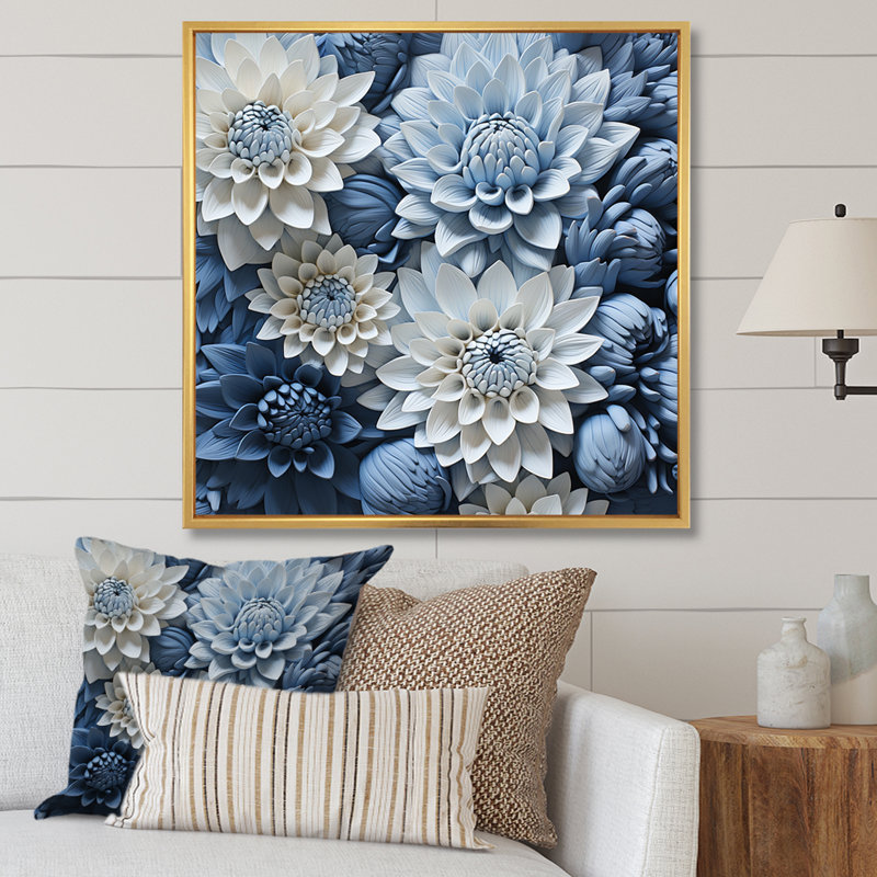 «Graceful Mums», impression sur toile, H 30 po x l 30 po x P 1 po, Cadre flottant doré