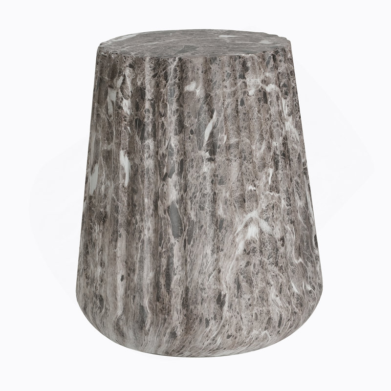 Outdoor Cleme Carved Side Table, Brown, Brown