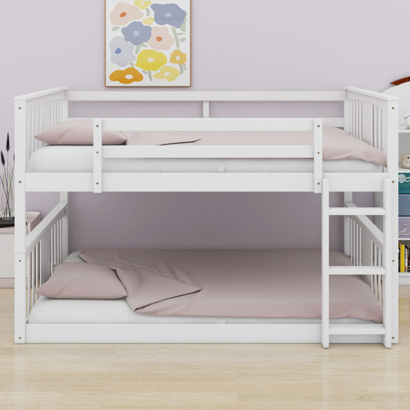 Bunk Bed With Ladder, Full Over Full, White