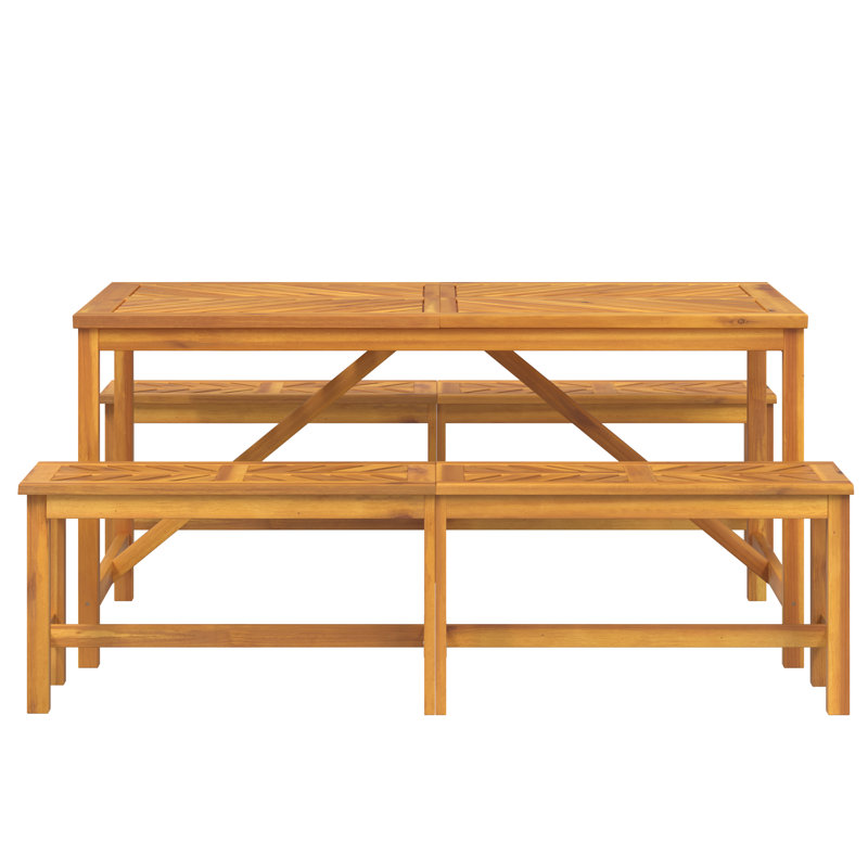  Ensemble de salle à manger de jardin 3 pièces en bois d'acacia massif