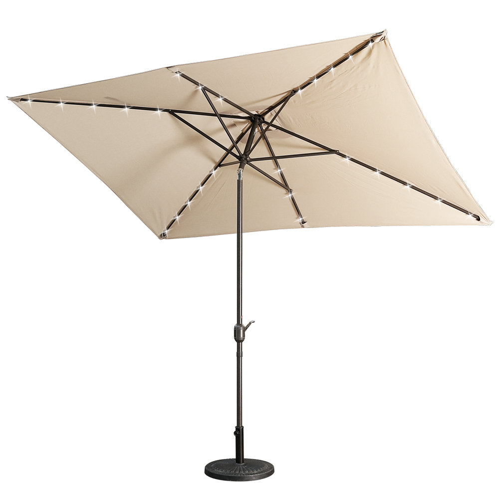Arlmont & Co. Buono 120'' x 78'' Rectangular Lighted Market Umbrella without Stand & Reviews | Wayfair