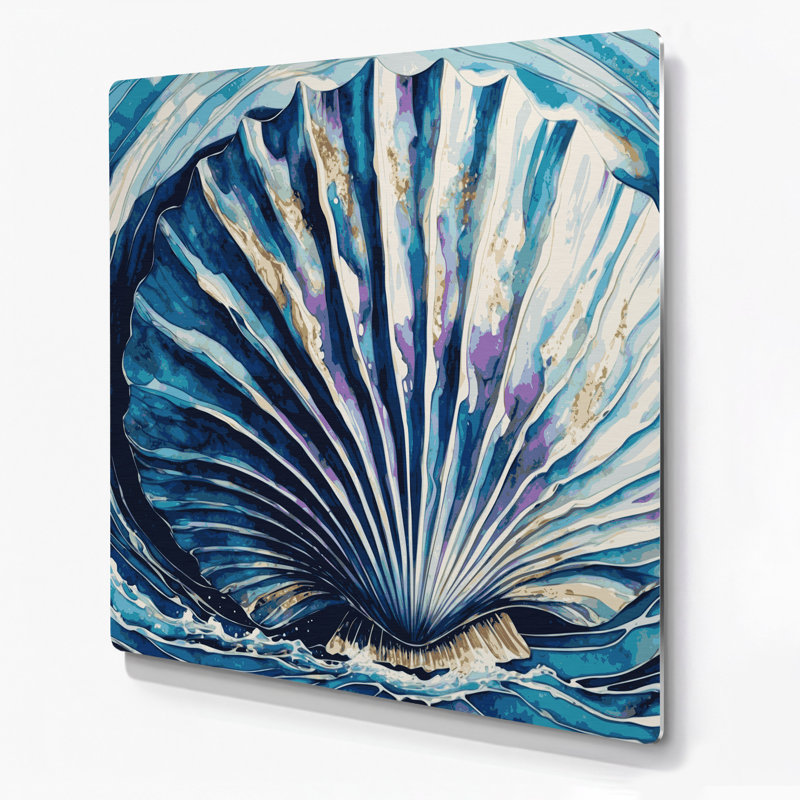 Art mural bleu en métal Coastal, H 192 po x l 192 po x P 0,05 po