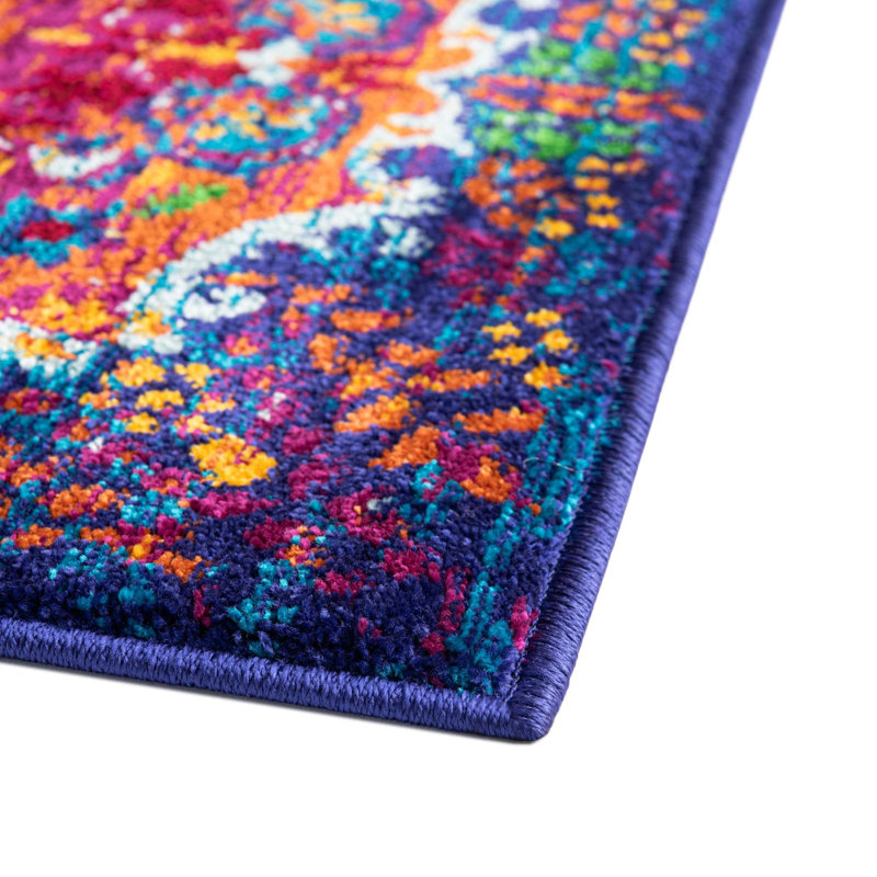 Tapis Antigua Calypso tissé à la main fuchsia, Rectangle 5 pi 3 po x 8 pi