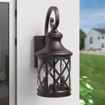 Amren 16.82" H 2-Light Metal Dusk to Dawn Outdoor Wall Lantern