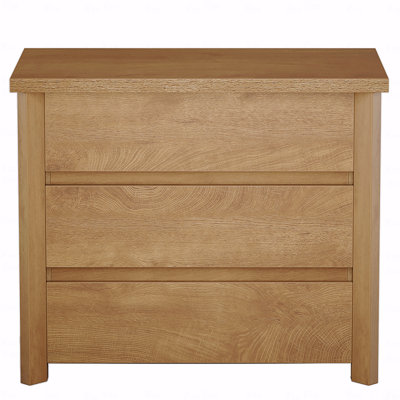 3-Drawer Nightstand – Rustic Brown MDF Bedside Table with Spacious Top, Compact for Small Spaces