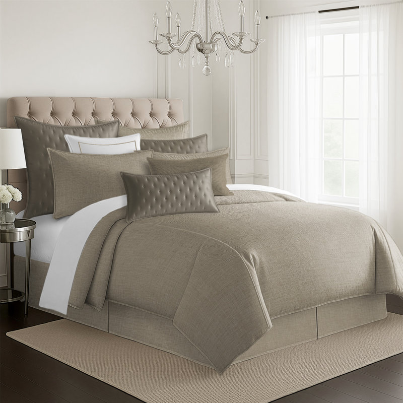 Lynnin Natural Linen Coverlet/Bedspread, King Coverlet/Bedspread + 2 Queen Shams