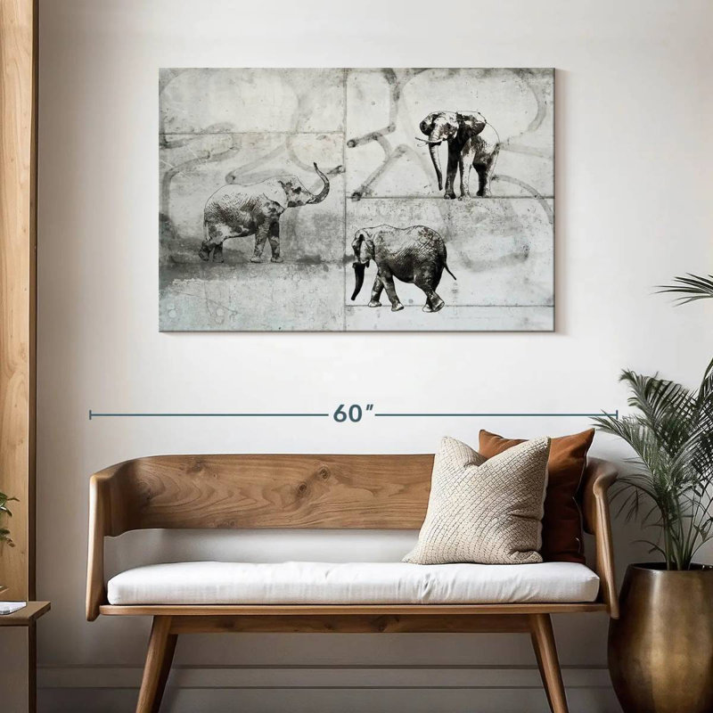 Brampt Three Elephants, 30" H x 45" W