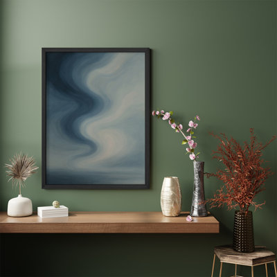 Framed Wall Art Print - Swirling Blue Gradient Sky, Abstract Atmospheric Art for Contemporary Living Rooms