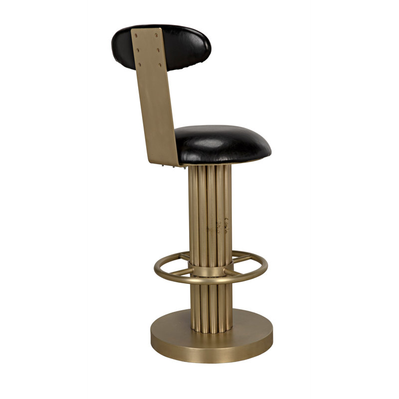 Sedes Art-Deco Black Leather Swivel Counter Stool