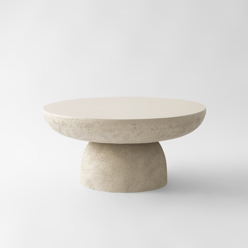 Minimalist Round Terrazzo Coffee Table with Sturdy Pedestal Base