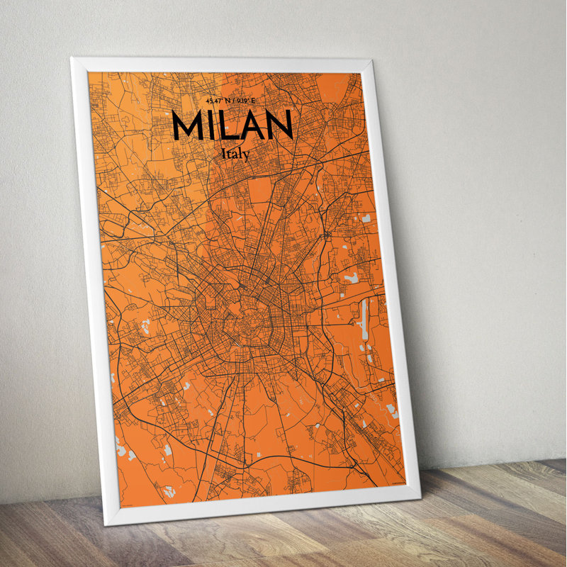 Milan City Map - No Frame Print, 91.4cm H x 61cm W x 0.13cm D