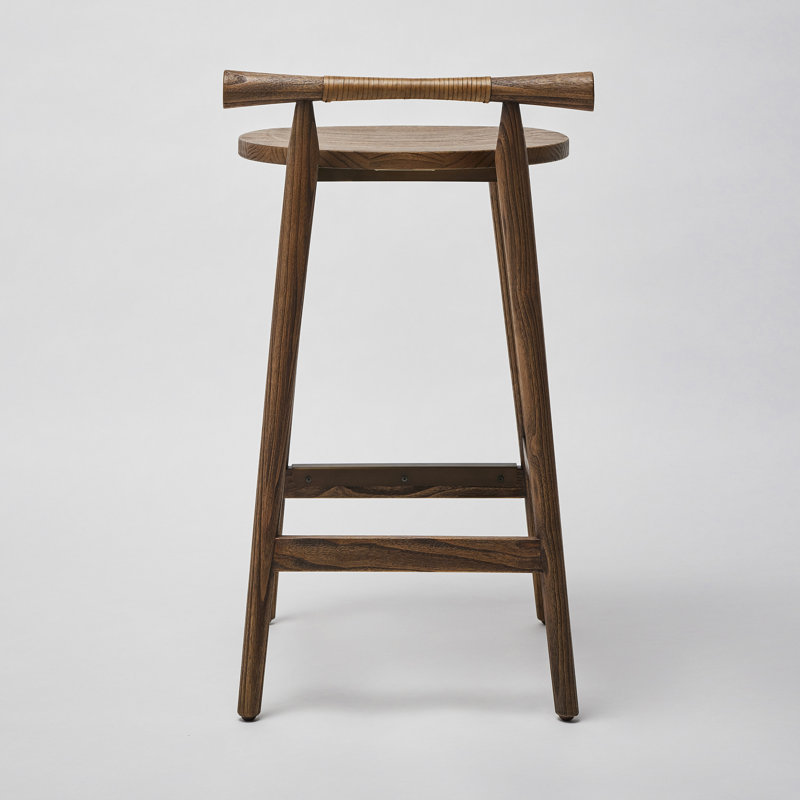 Madeira Upholstered Stool with Solid Wood Frame, Vintage Brushed Bronze