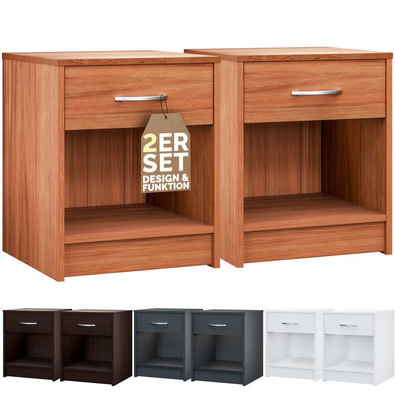 Ridas 40cm W MDF/particle Board Bedside Table, Wenge