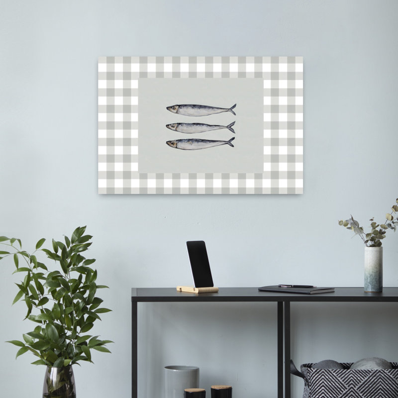 Art mural abstrait sardine, H 16 po x l 24 po