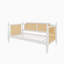 Lit de jour simple en rotin de style traditionnel avec 2 tiroirs pour un espace limité, chambre d'amis, aucun sommier nécessaire, blanc antique