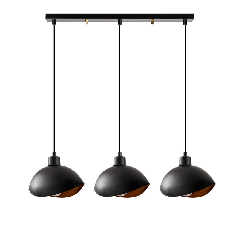 Lustre moderne noir, structure industrielle en métal, 44,3 x 5,9 pouces | Hauteur: 44,1 pouces, douille E27 (3 x 40 W maximum) | Design scandinave élégant, parfait pour le salon et la salle à manger, élégant et durable