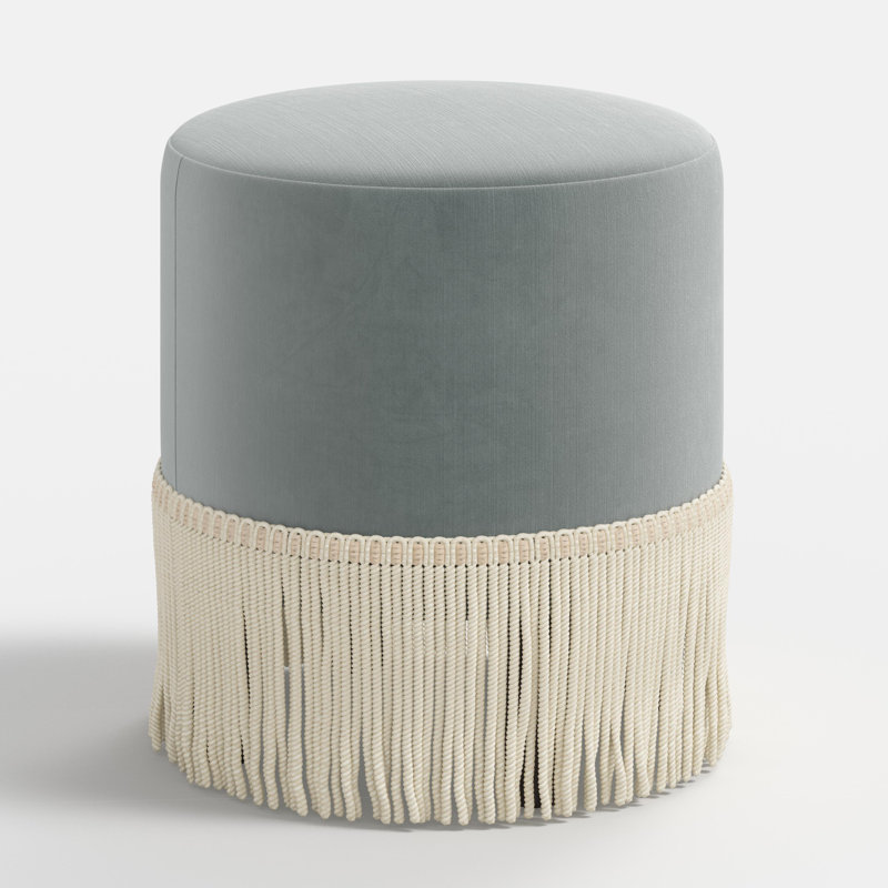 Ann Upholstered Ottoman, Lichen Performance Velvet