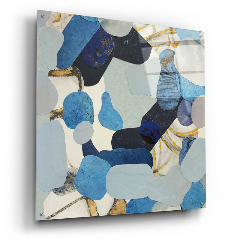 Art mural en verre épique «Blue Monsoon 4» par Coco Good, 36 po x 36 po