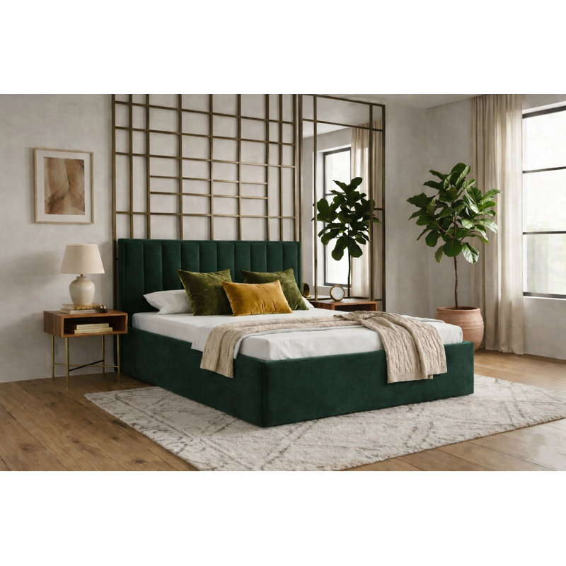 Upholstered Ottoman Storage Bed, European Kingsize (160 x 200 cm), Beige