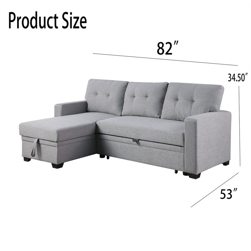 Jimmison Upholstered L-Shaped Sectional Right Hand Facing, Light Gray Linen