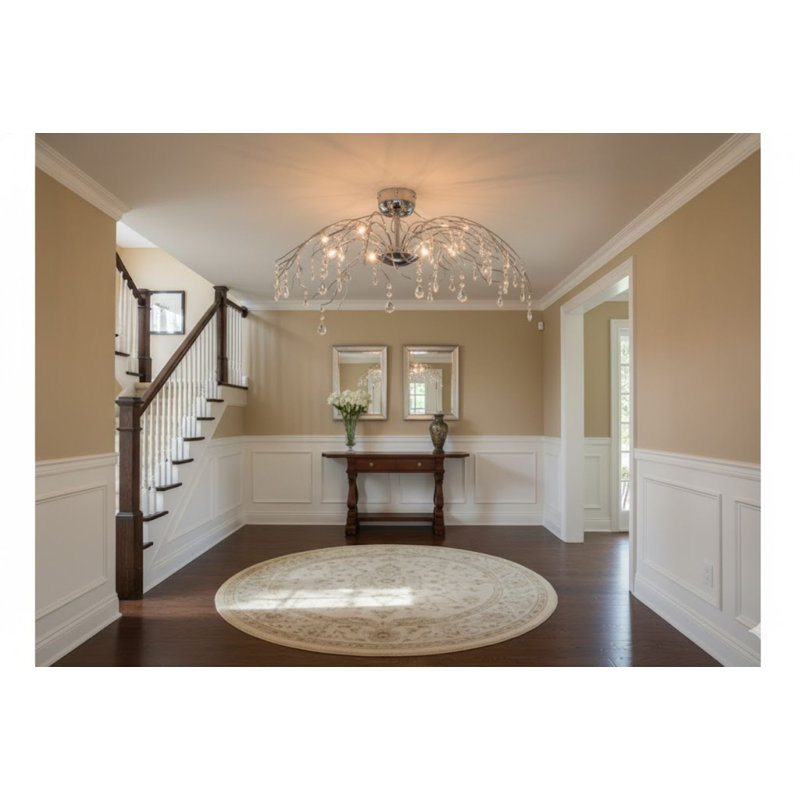 8-Light Chrome Flush Mount With Clear Crystals