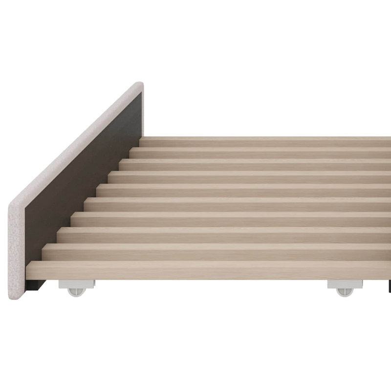 Lit plateforme rembourré Teddy, Beige, Lit double