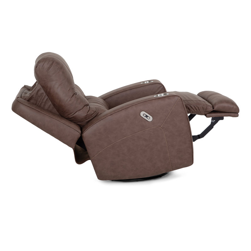 Power Swivel Recliner With Cupholders, Brown