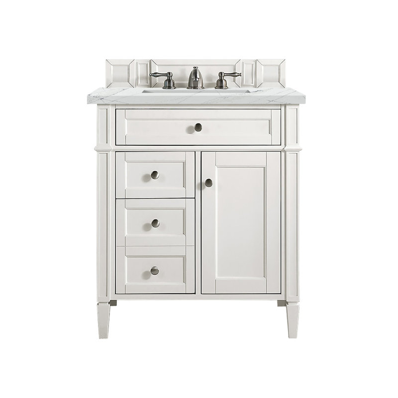 Brittany 30'' W Single Vanity, Bright White, Ethereal Noctis, 8" Widespread