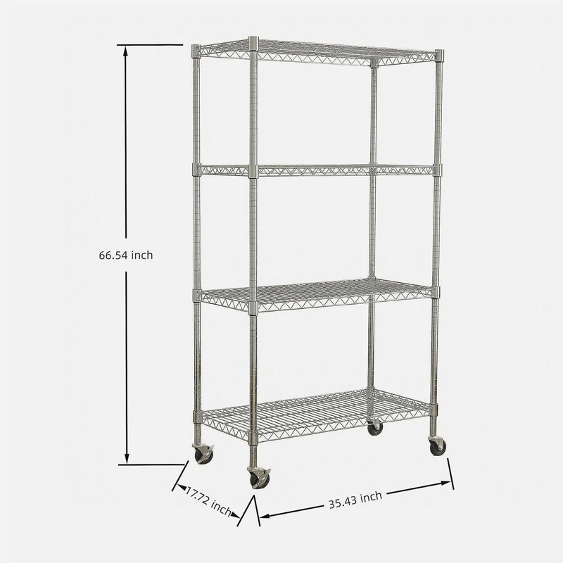 Étagères grillagées robustes à 4 niveaux réglables - supports de rangement en métal résistant à la rouille pour la cuisine, le garage, la salle de bain et le garde-manger (P 35,44 po x l 17,72 po x H 63 po)