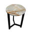 Table d'appoint ronde en marbre onyx - 16 po de diamètre, 22 po de hauteur - Plateau vert clair et pierre blanche avec base en métal noir - Table de bout moderne-119241833