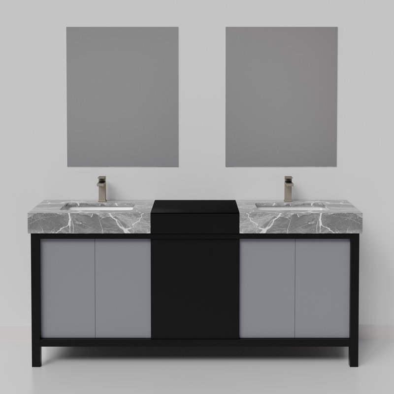 Ensemble de meuble-lavabo de 72 po Lexora Zilara noir et gris avec robinet