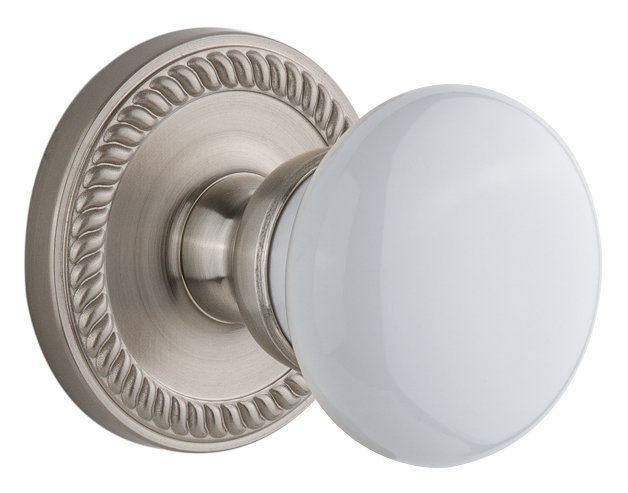 Grandeur Newport Rosette Single Dummy with Hyde Park Door Knob, Satin Nickel