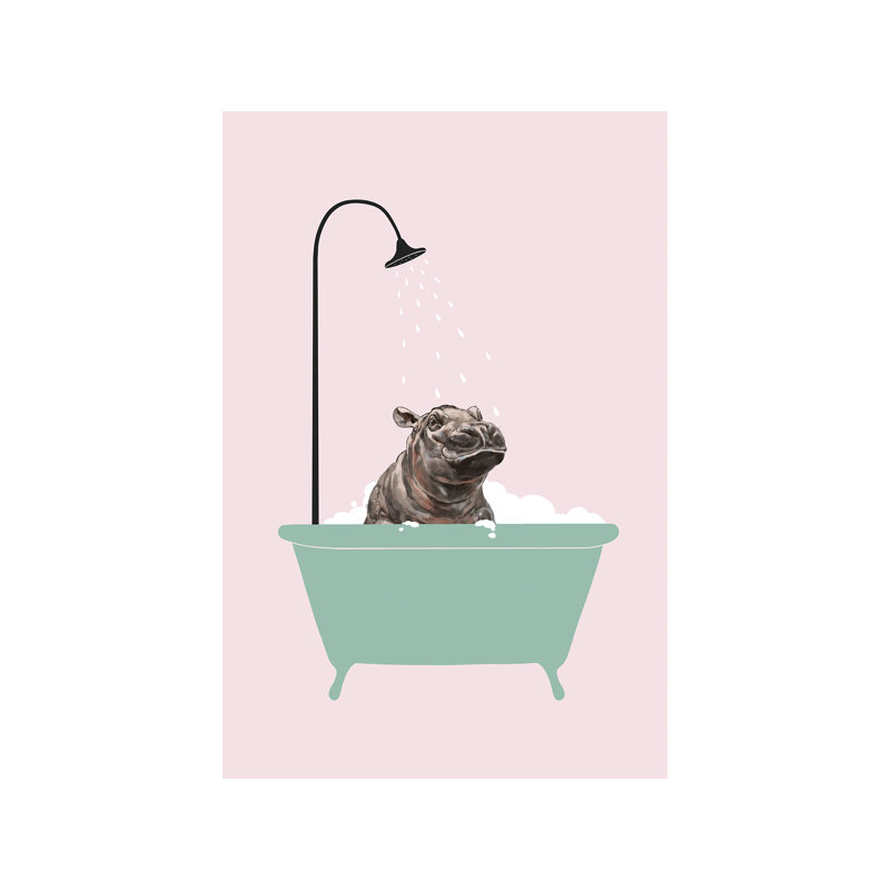 Hippopotame dans une baignoire, art encadré, Toile tendue, H 12 po x l 8 po x P 0,75 po